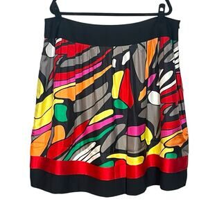 PETER NYGARD PLUS SIZE PLEATED SILK SKIRT SZ 18 BOHO RETRO COLORFUL Y2K VGUC